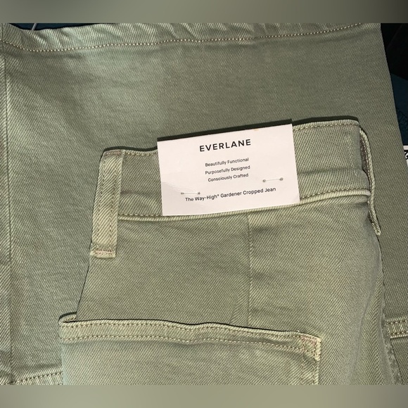 NWT EVERLANE Way High Gardener Cropped Jeans in Oil Green 23 - Picture 5 of 7